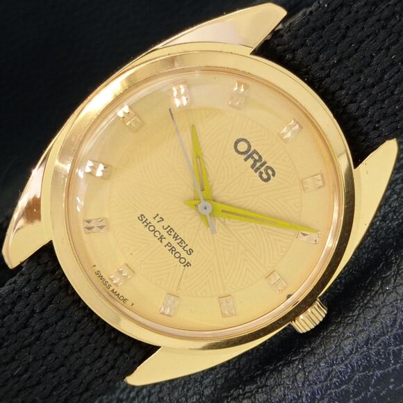 Fortis Other - Vintage 1974 Oris Manual Mens Gold Watch W/Nato Strap & Gold accents